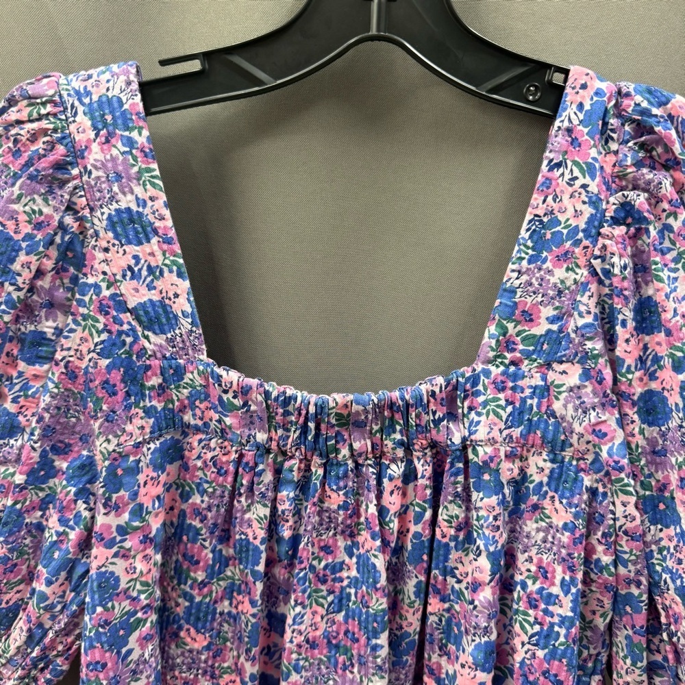 Vineyard Vines Size XS Floral Puff Sleeve Blouse - Blue and Pink - Picture 8 of 8